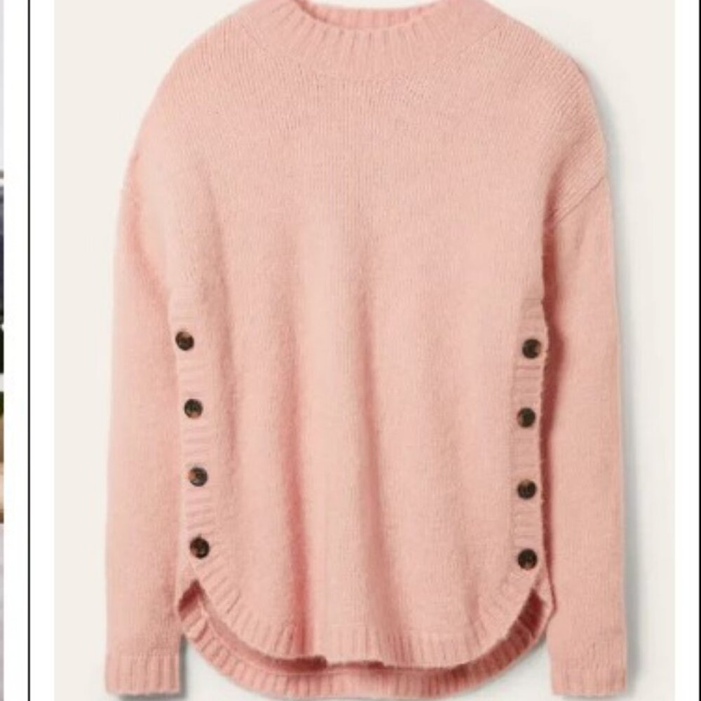 BODEN Fluffy Side Button Jumper Crew Neck Sweater Size 6 Pink Peach - Picture 16 of 16